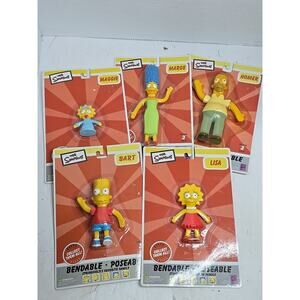 NJ CROCE Simpsons Bart And Family Bendable POSEABLE Toy Figure - New ON CARD